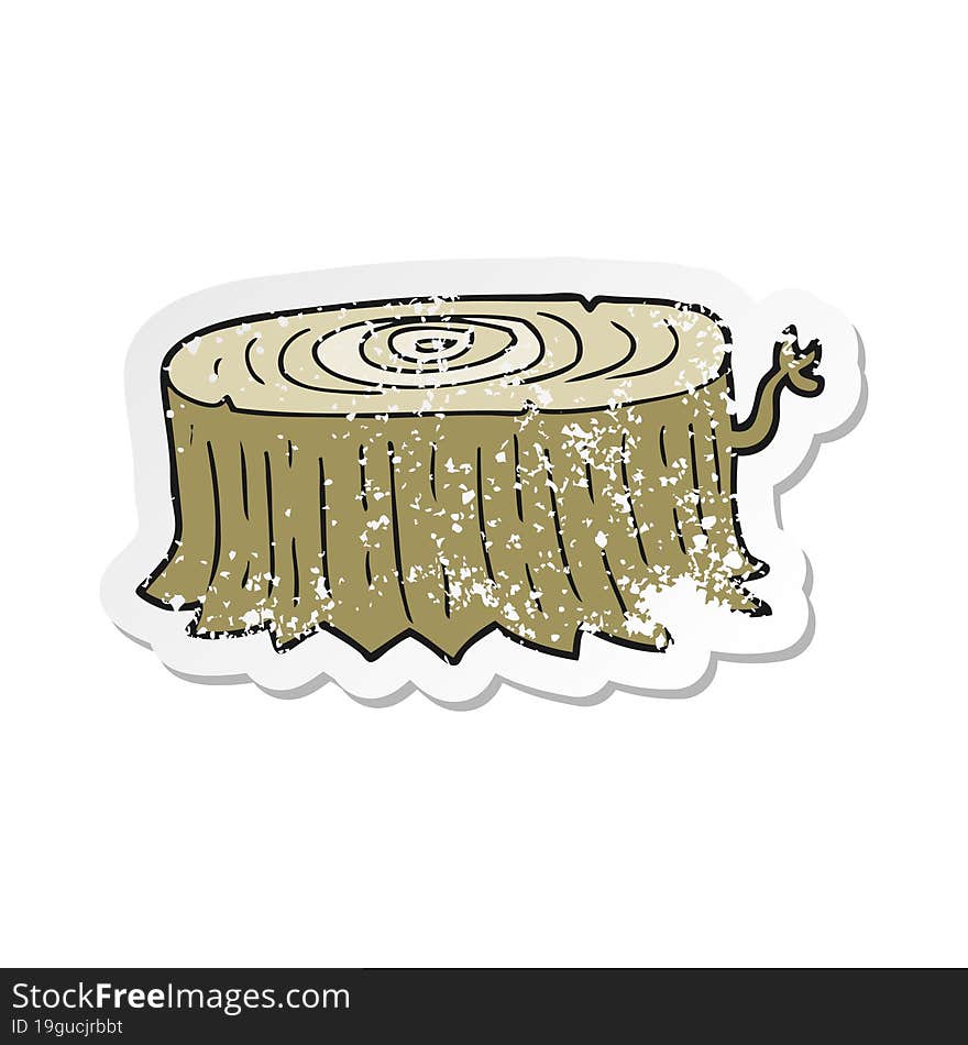 retro distressed sticker of a cartoon tree stump