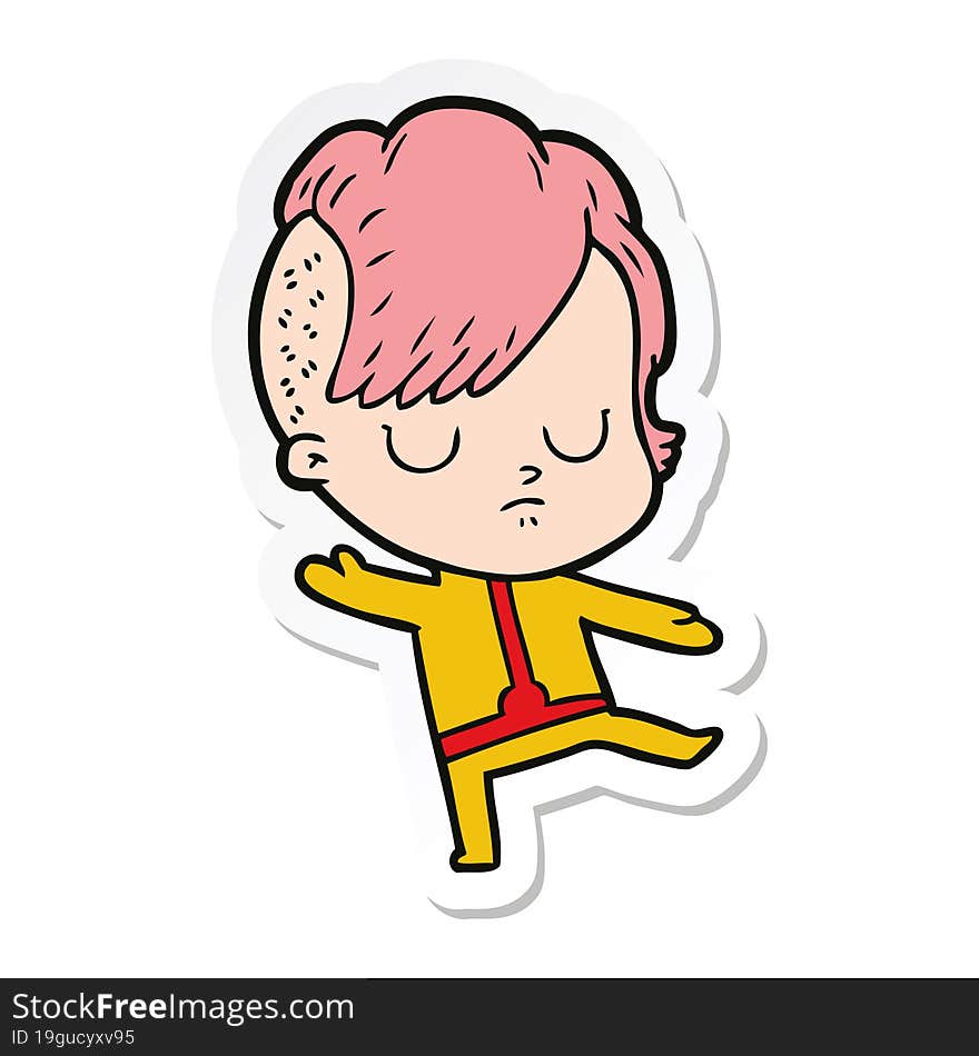 sticker of a cartoon woman