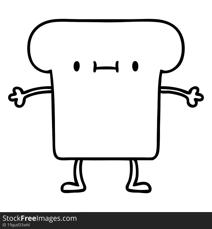 line doodle of a happy slice of wholemeal bread. line doodle of a happy slice of wholemeal bread