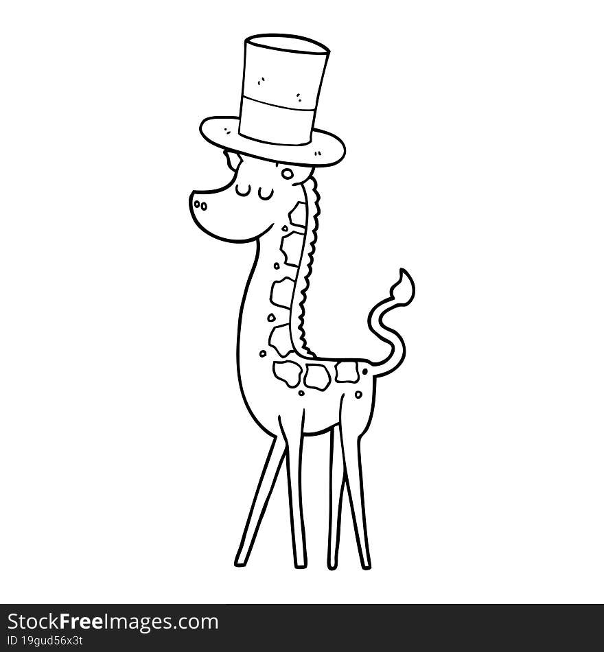 Cartoon Giraffe In Top Hat