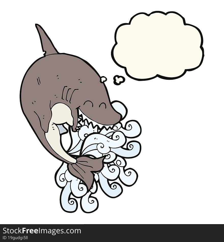 cartoon shark with thought bubble