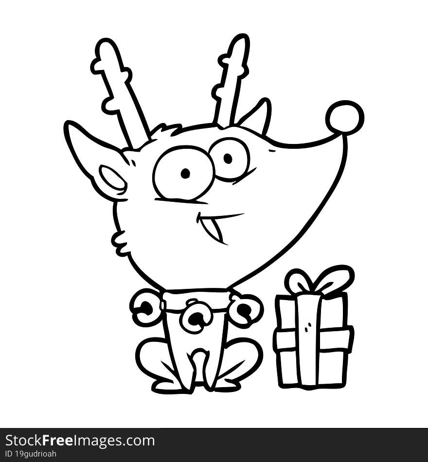 line drawing of a christmas reindeer. line drawing of a christmas reindeer