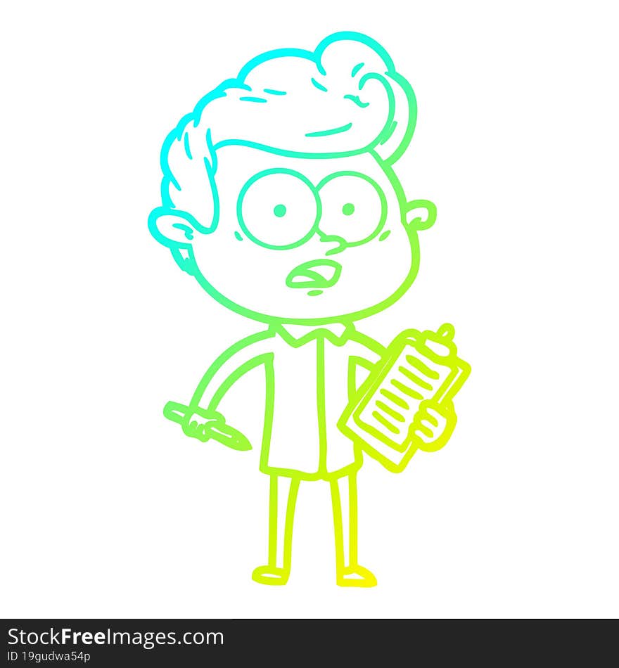 cold gradient line drawing shocked cartoon salesman