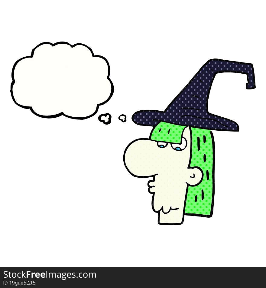 thought bubble cartoon witch head