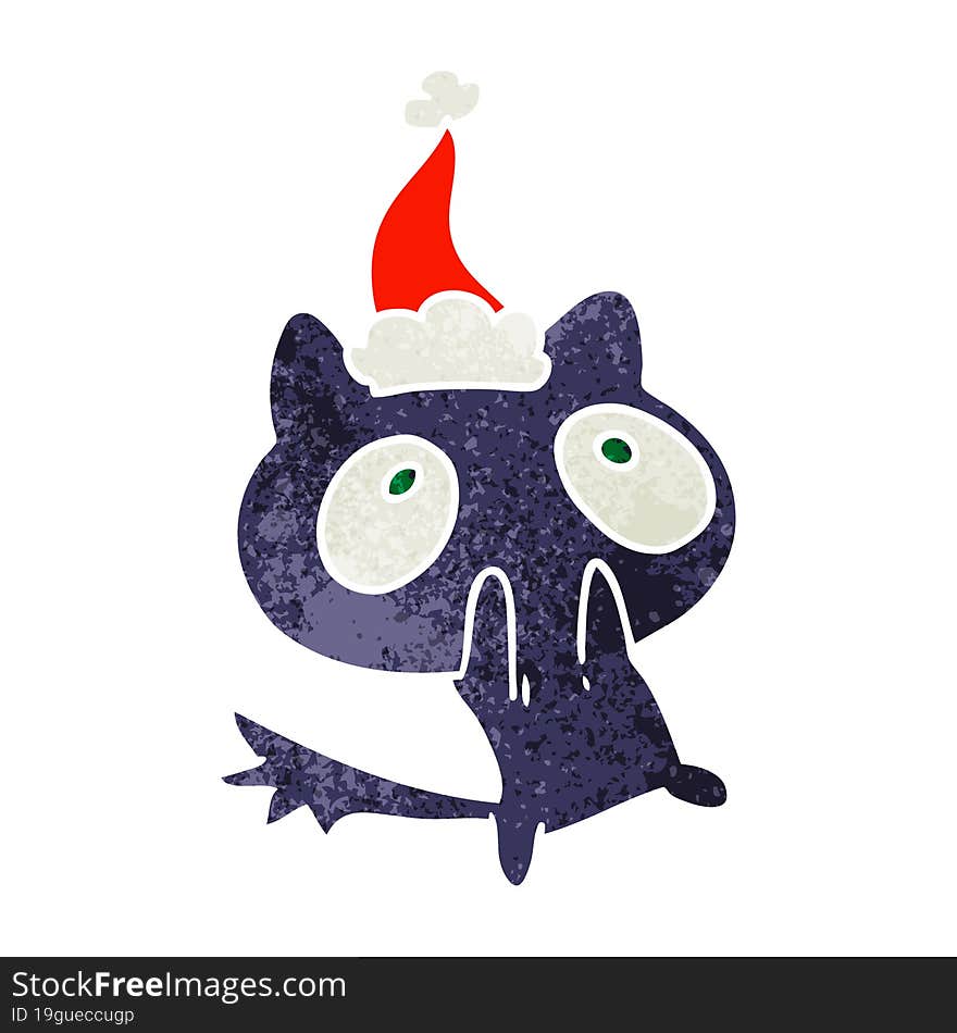 Christmas Retro Cartoon Of Kawaii Cat