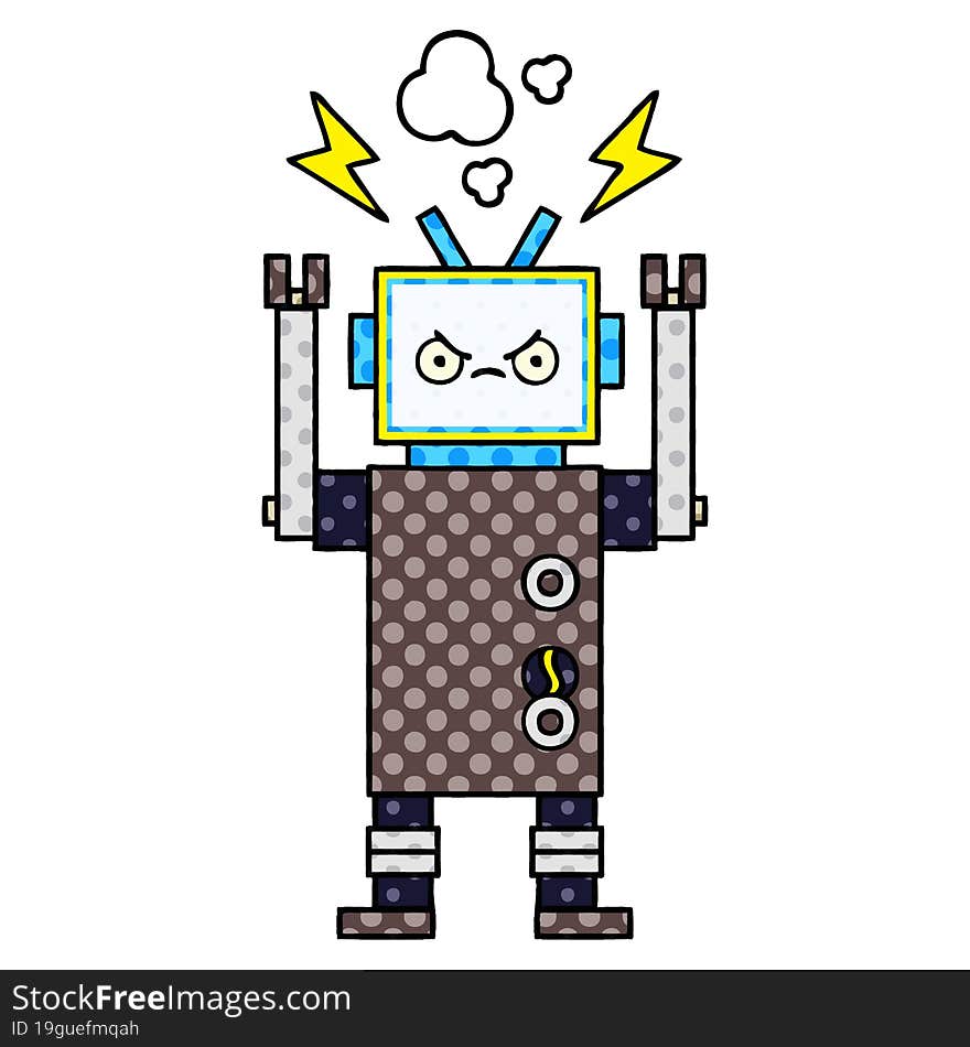 Comic Book Style Cartoon Robot