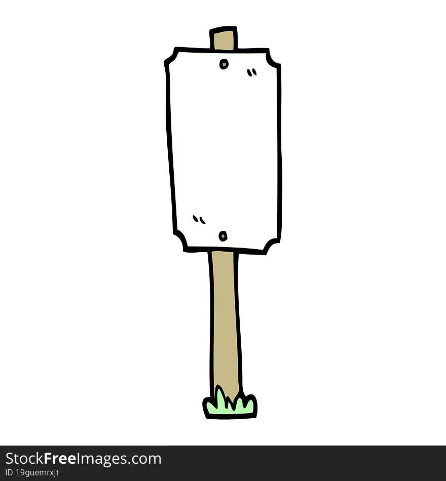 hand drawn doodle style cartoon blank sign post