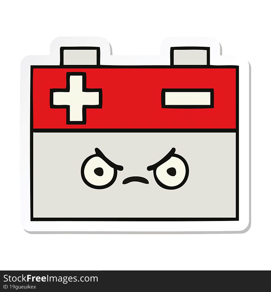 sticker of a cute cartoon car battery