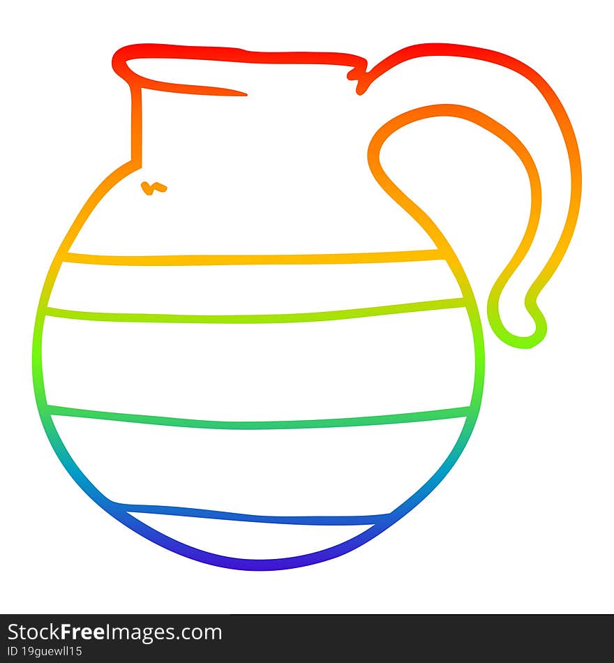 rainbow gradient line drawing cartoon jug