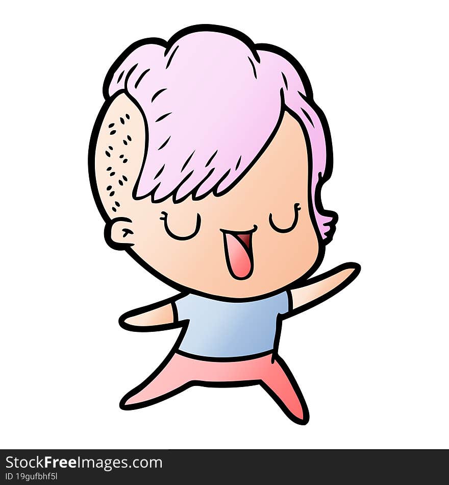 cute cartoon girl with hipster haircut. cute cartoon girl with hipster haircut