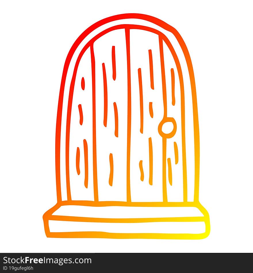 warm gradient line drawing of a cartoon old wood door