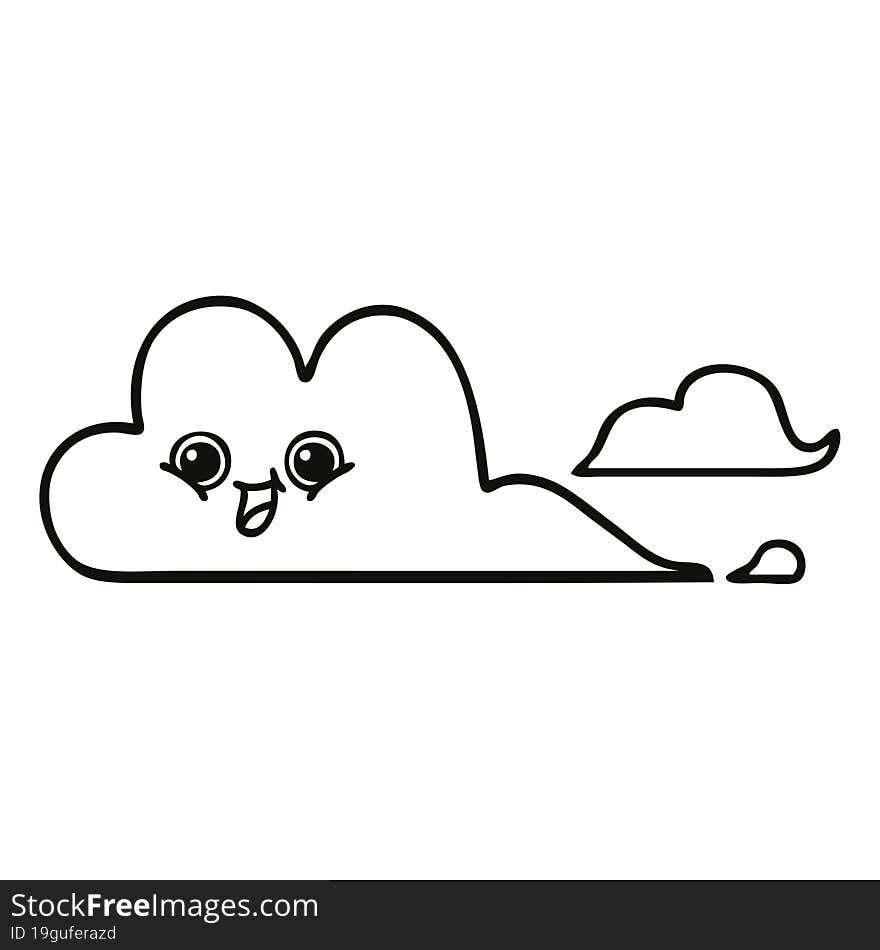 line drawing cartoon clouds