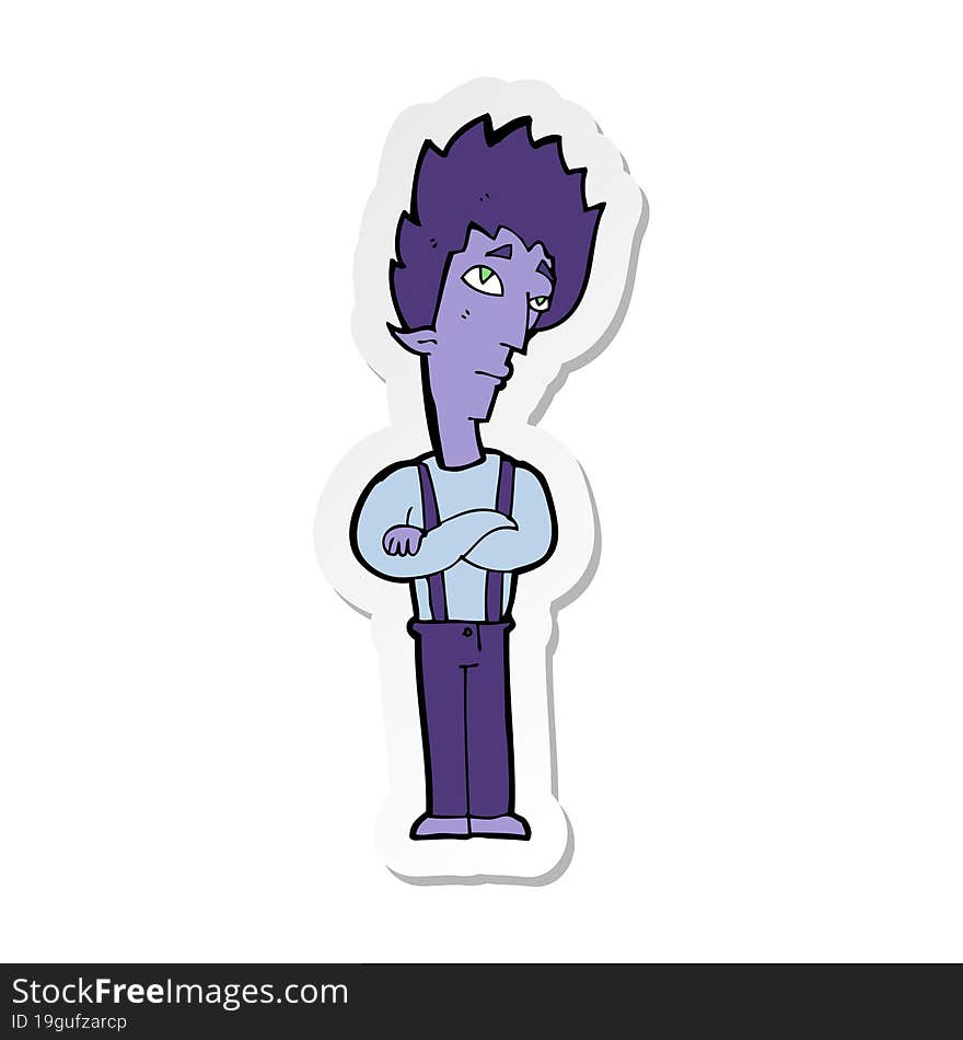 Sticker Of A Cartoon Vampire