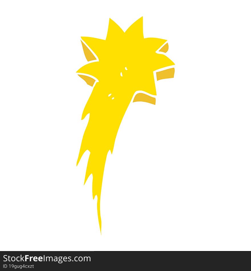 flat color illustration of a cartoon shooting star symbol