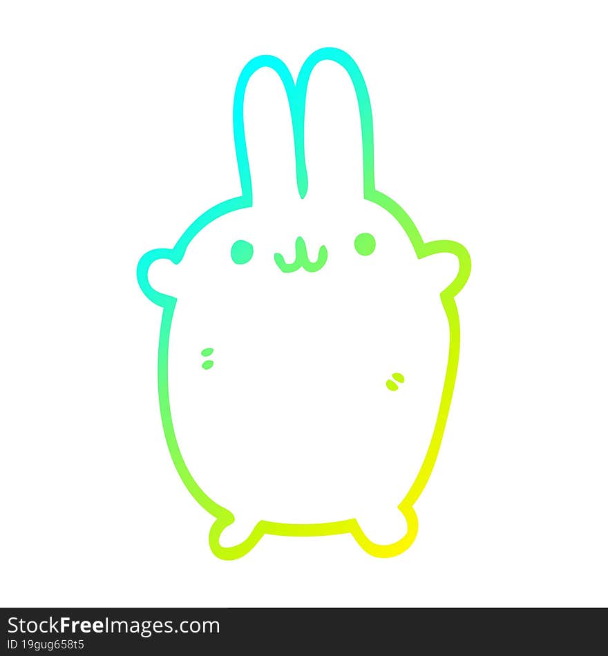 cold gradient line drawing of a cartoon rabbit