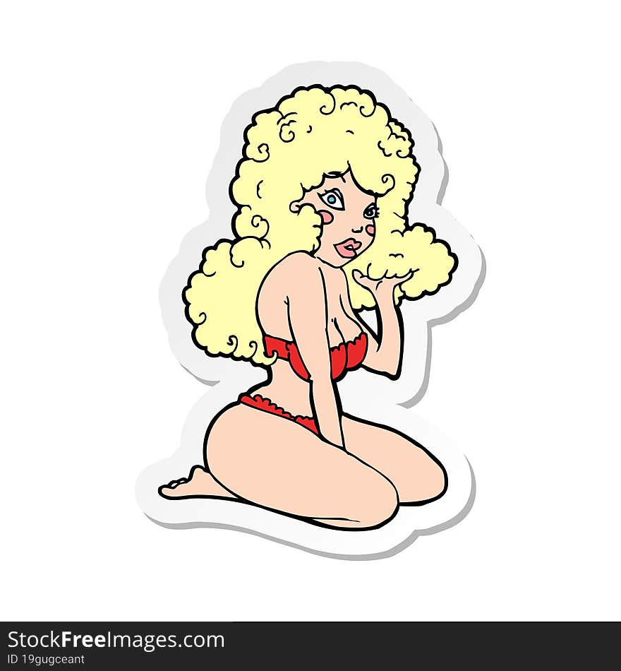 sticker of a cartoon pin up girl