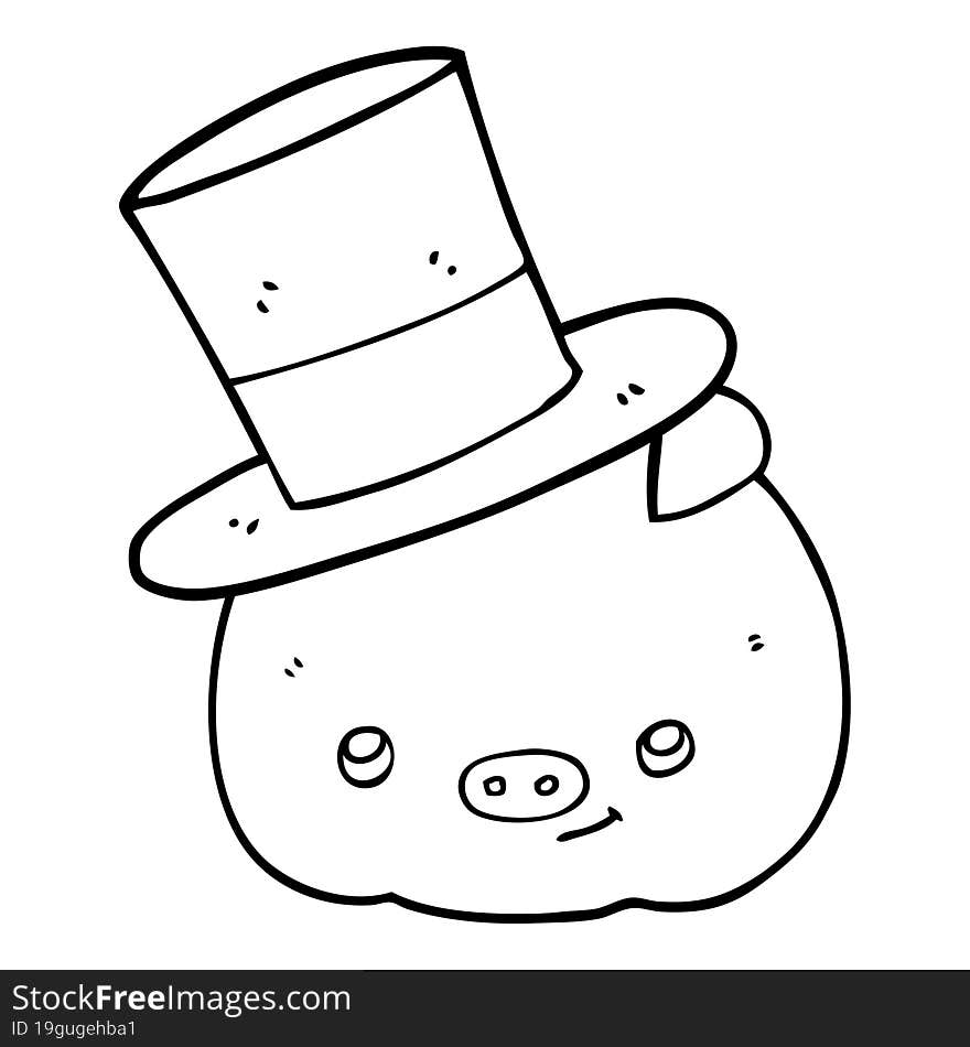 cartoon pig wearing top hat