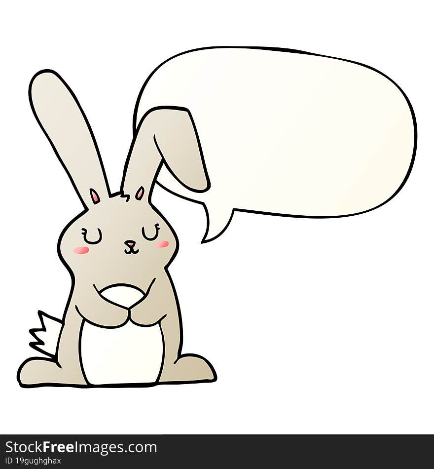 cartoon rabbit and speech bubble in smooth gradient style