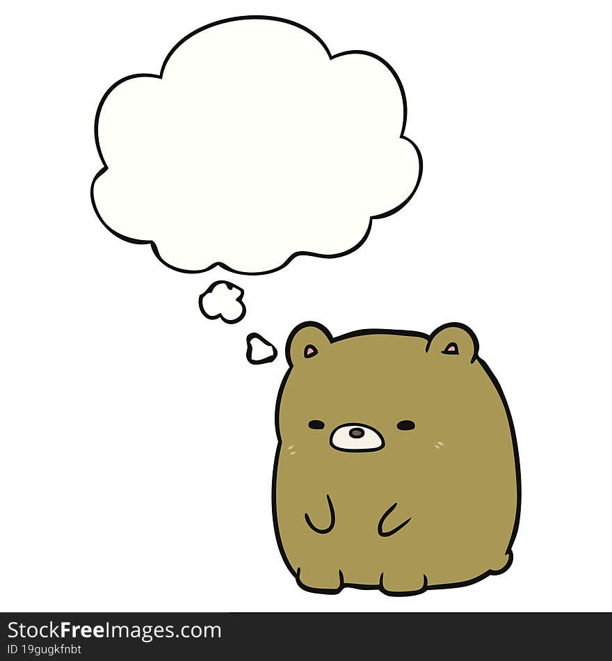 cartoon sad bear and thought bubble