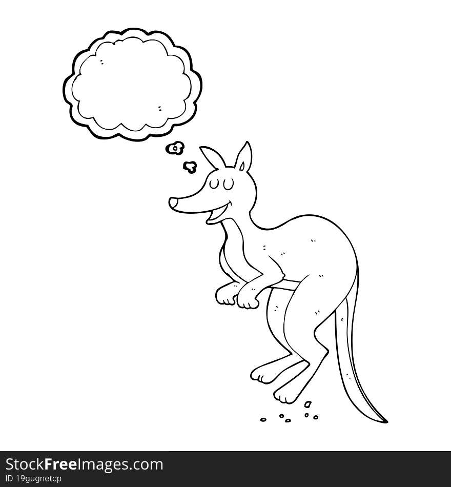 freehand drawn thought bubble cartoon kangaroo