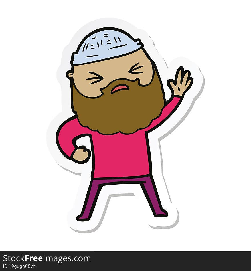 Sticker Of A Cartoon Man With Beard