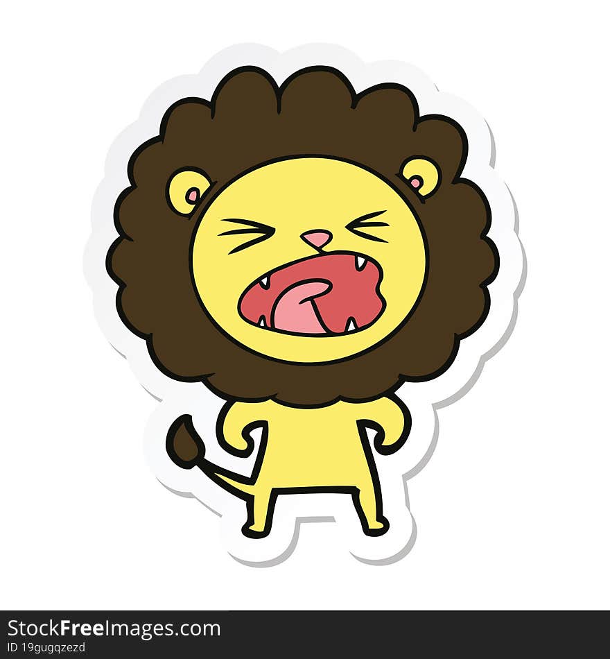 Sticker Of A Cartoon Angry Lion