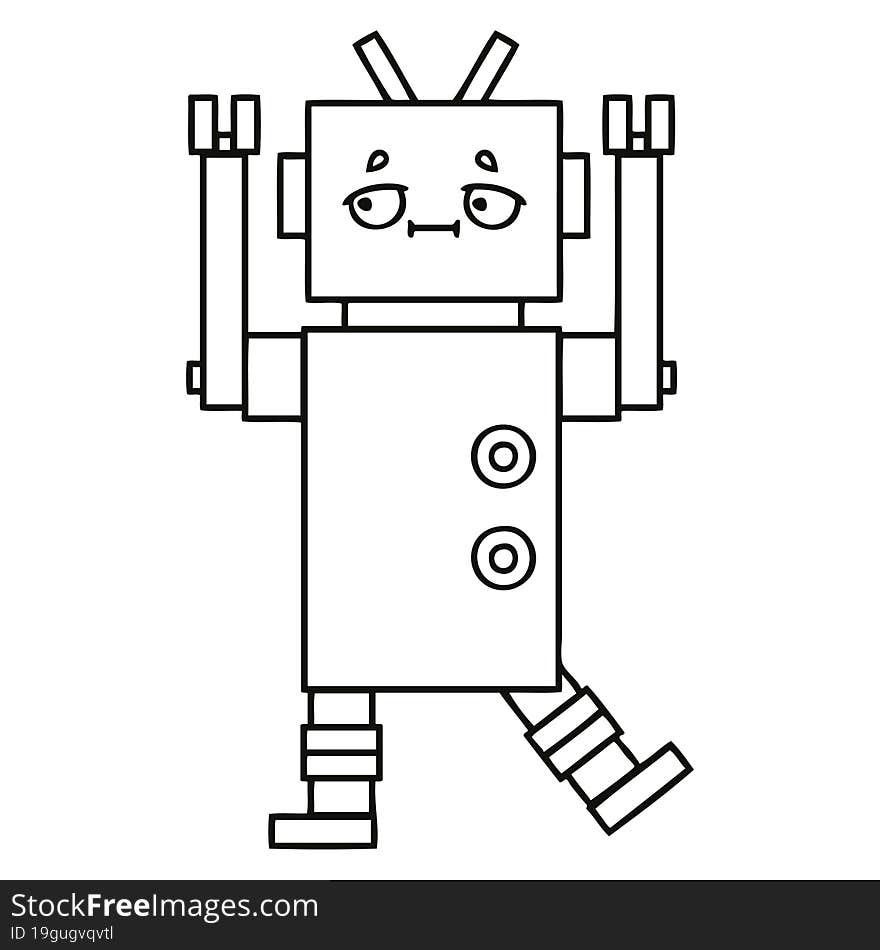 line drawing cartoon of a robot. line drawing cartoon of a robot