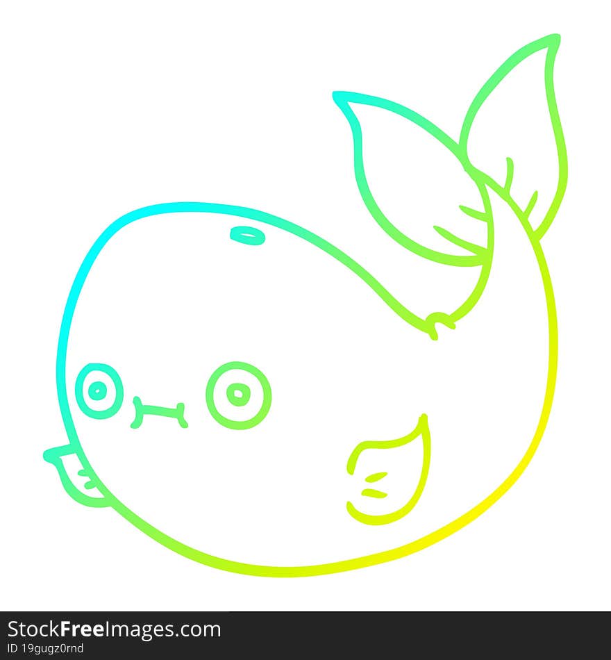 Cold Gradient Line Drawing Cartoon Whale