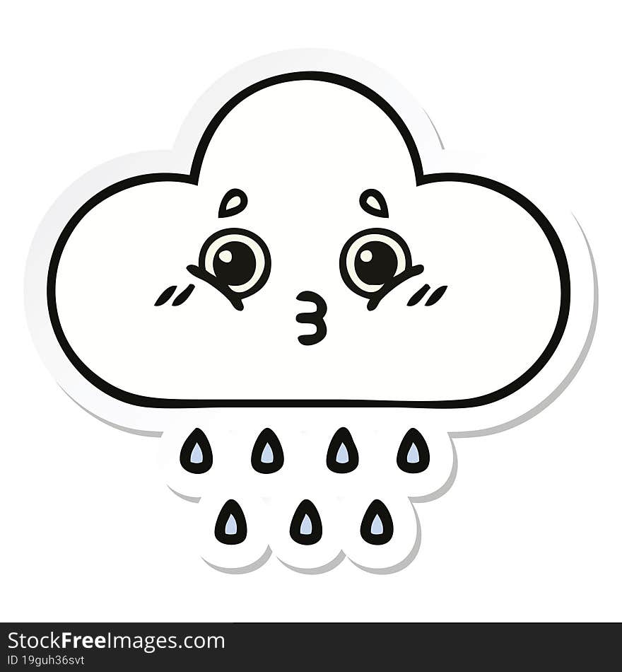 Sticker Of A Cute Cartoon Rain Cloud