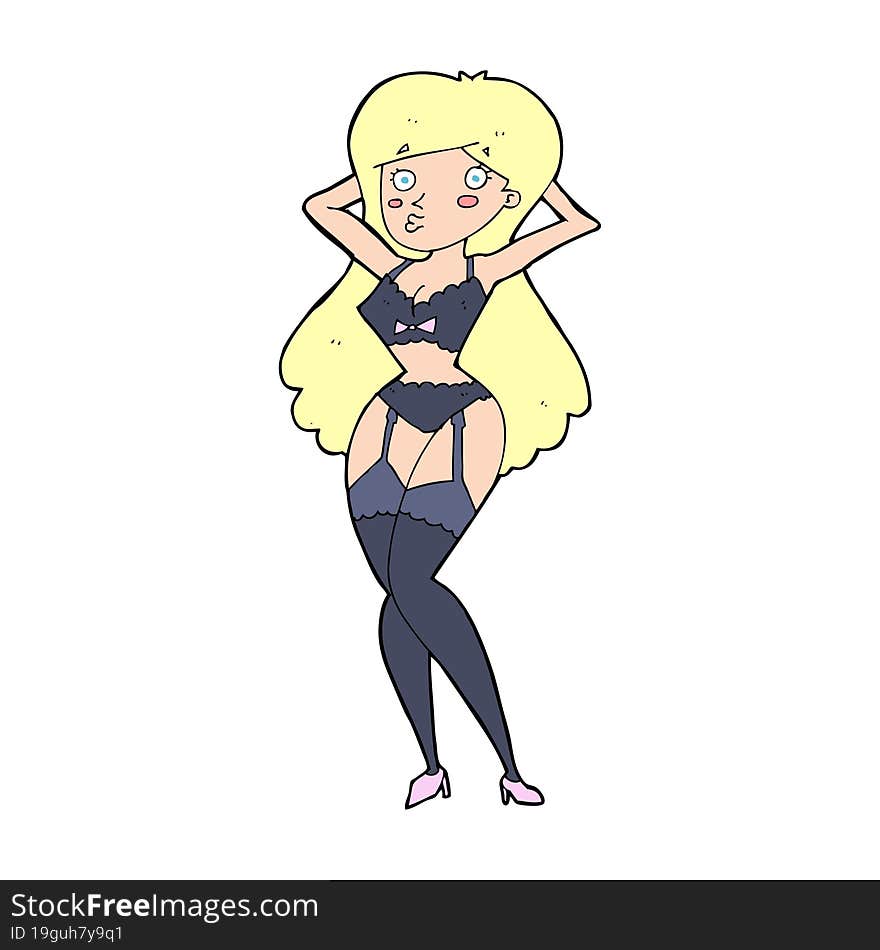 cartoon woman in lingerie