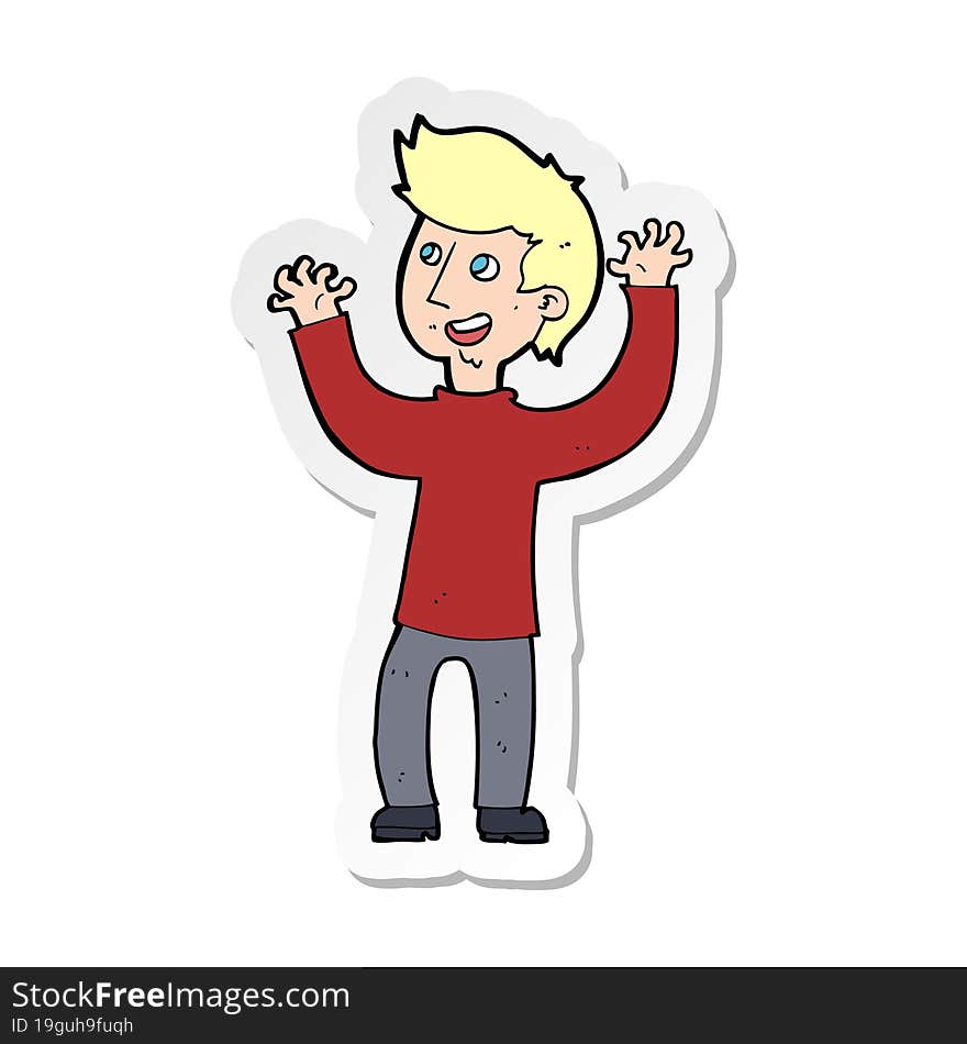 sticker of a cartoon happy man