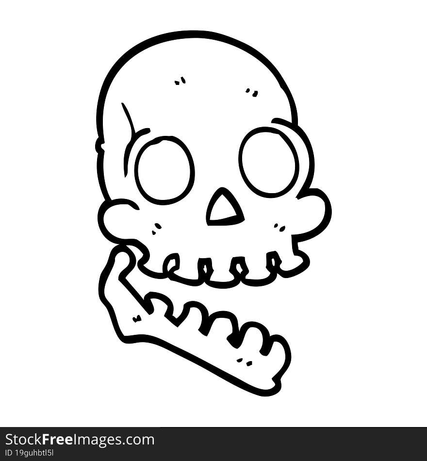 line drawing cartoon happy skull