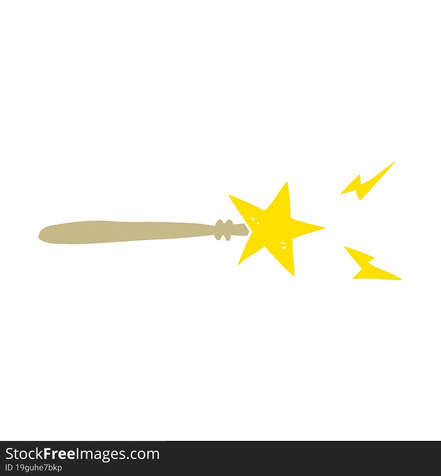 flat color illustration of a cartoon magic wand