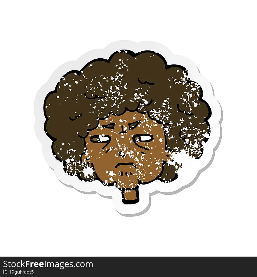 retro distressed sticker of a cartoon bitter old woman