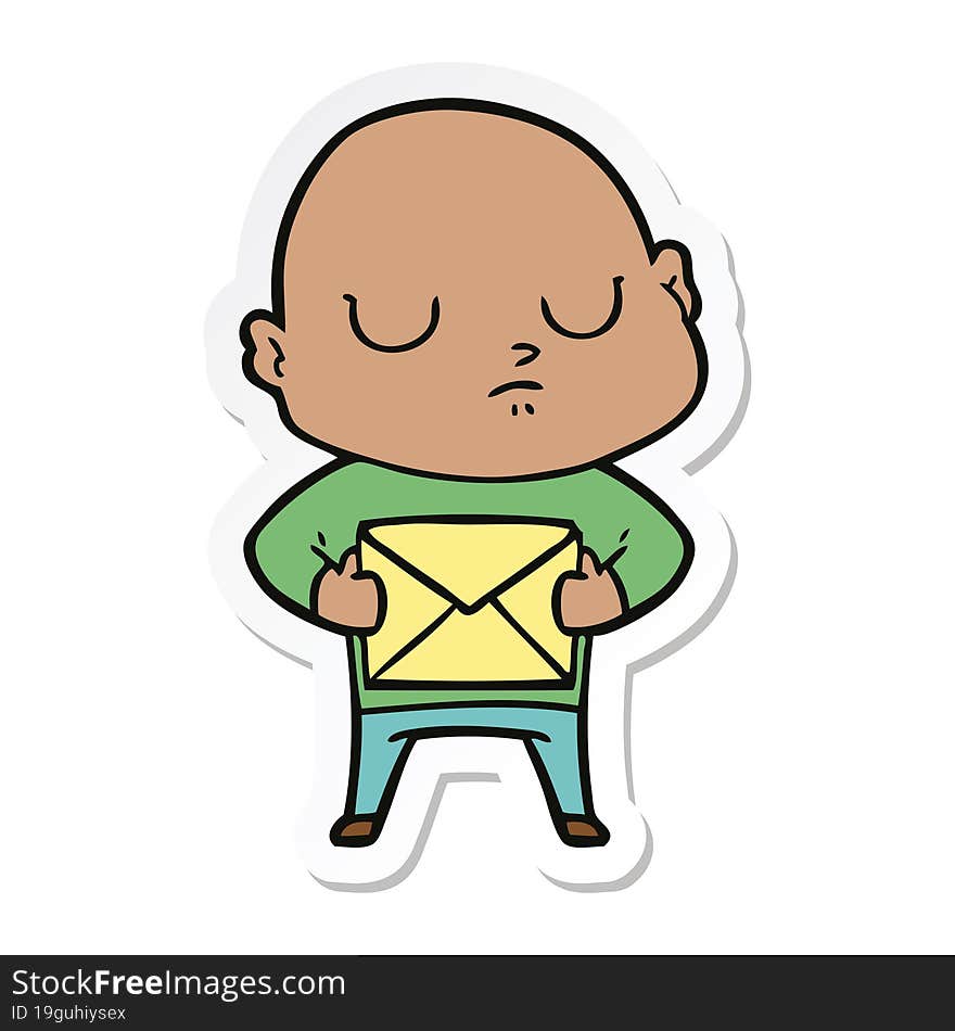 sticker of a cartoon bald man