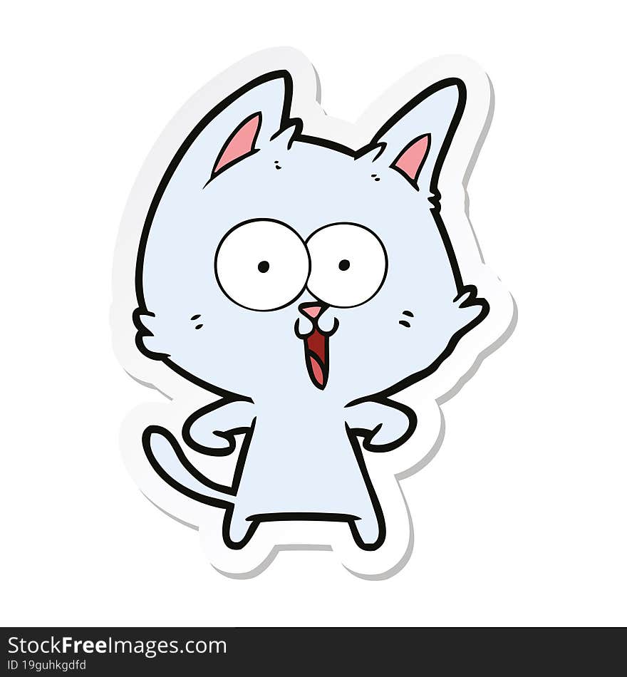 Sticker Of A Funny Cartoon Cat