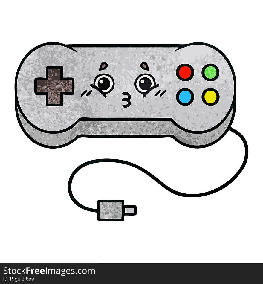 retro grunge texture cartoon of a game controller