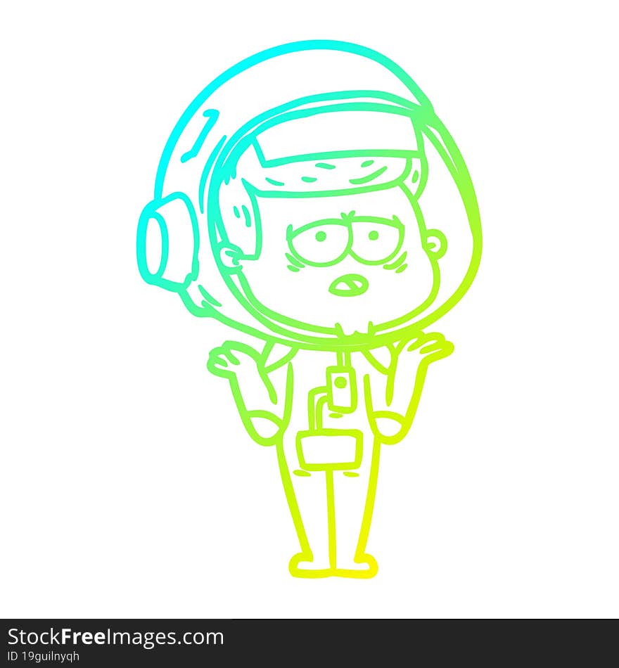 cold gradient line drawing cartoon tired astronaut