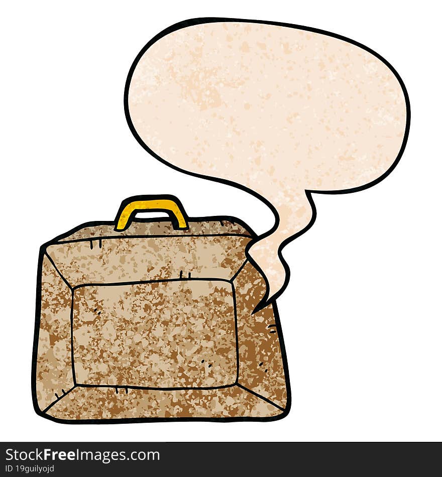 Cartoon Budget Briefcase And Speech Bubble In Retro Texture Style