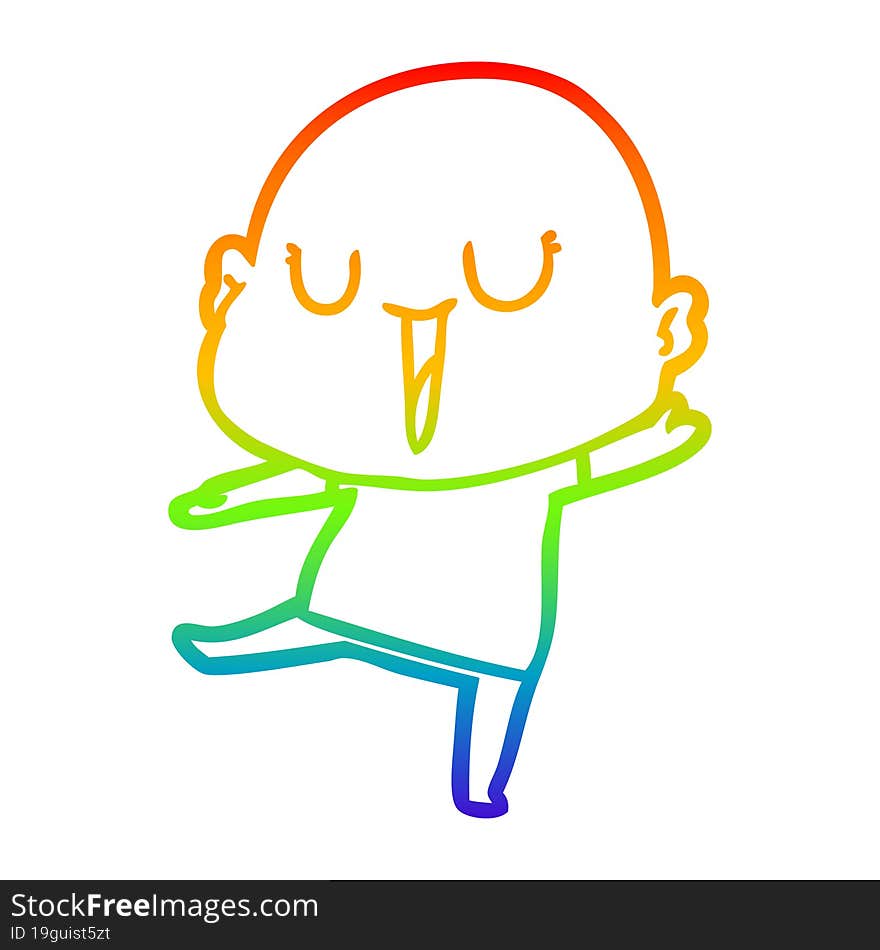 rainbow gradient line drawing of a happy cartoon bald man