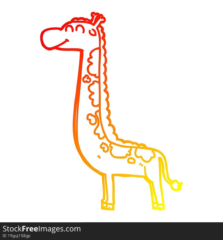 warm gradient line drawing cartoon giraffe