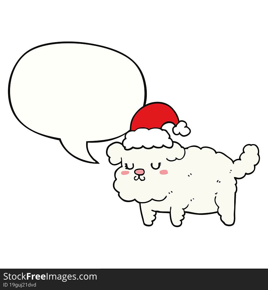 cute christmas dog and speech bubble