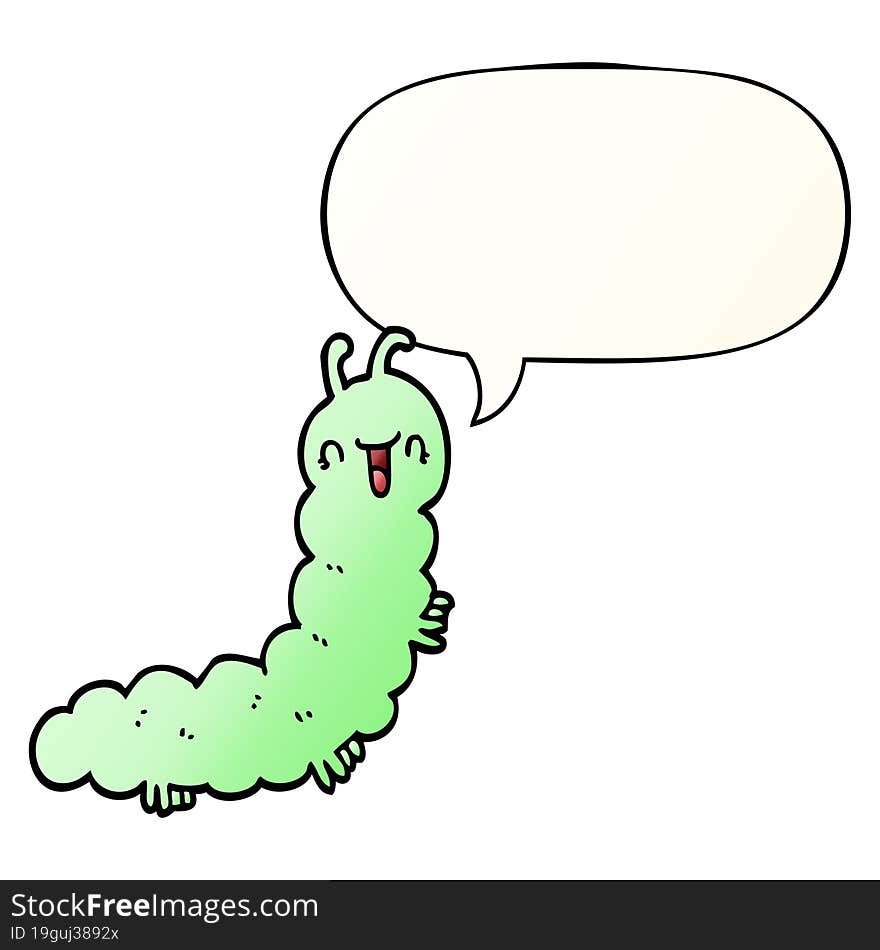 cartoon caterpillar and speech bubble in smooth gradient style