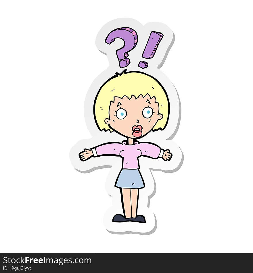 sticker of a cartoon surprised woman