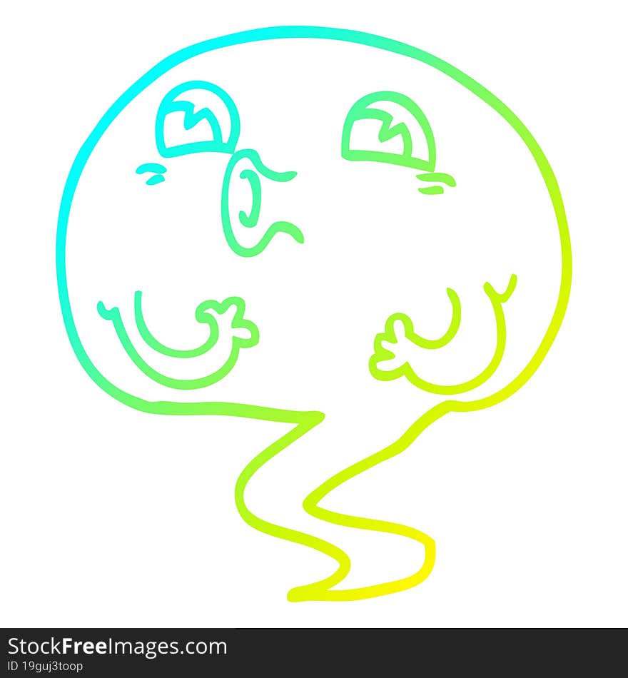 cold gradient line drawing cartoon ghost