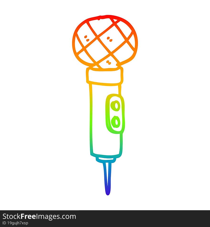 rainbow gradient line drawing of a cartoon microphone