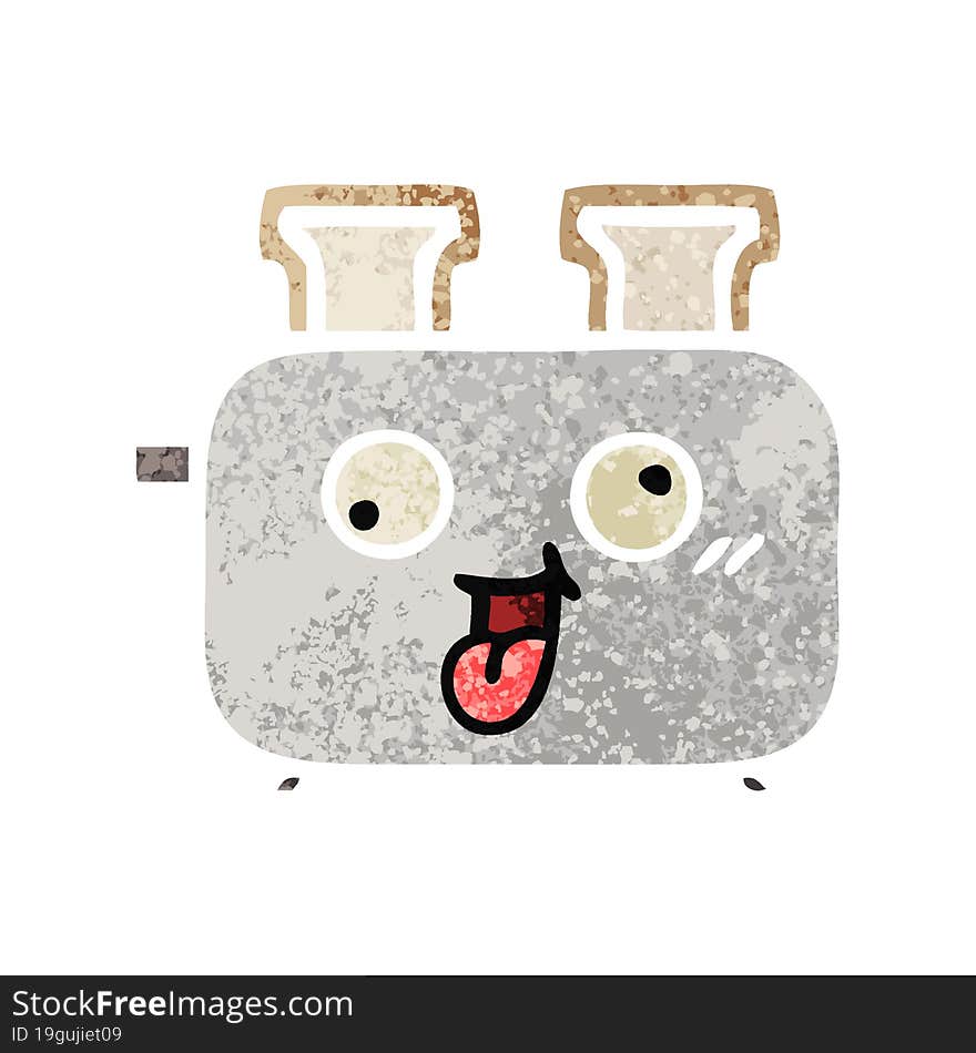 retro illustration style cartoon of a toaster