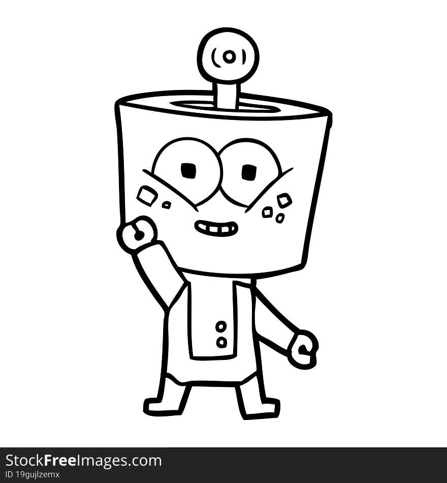 happy cartoon robot waving hello. happy cartoon robot waving hello