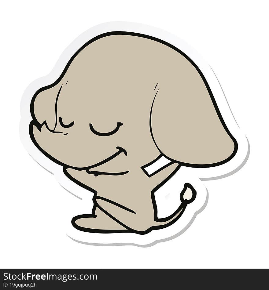 sticker of a cartoon smiling elephant