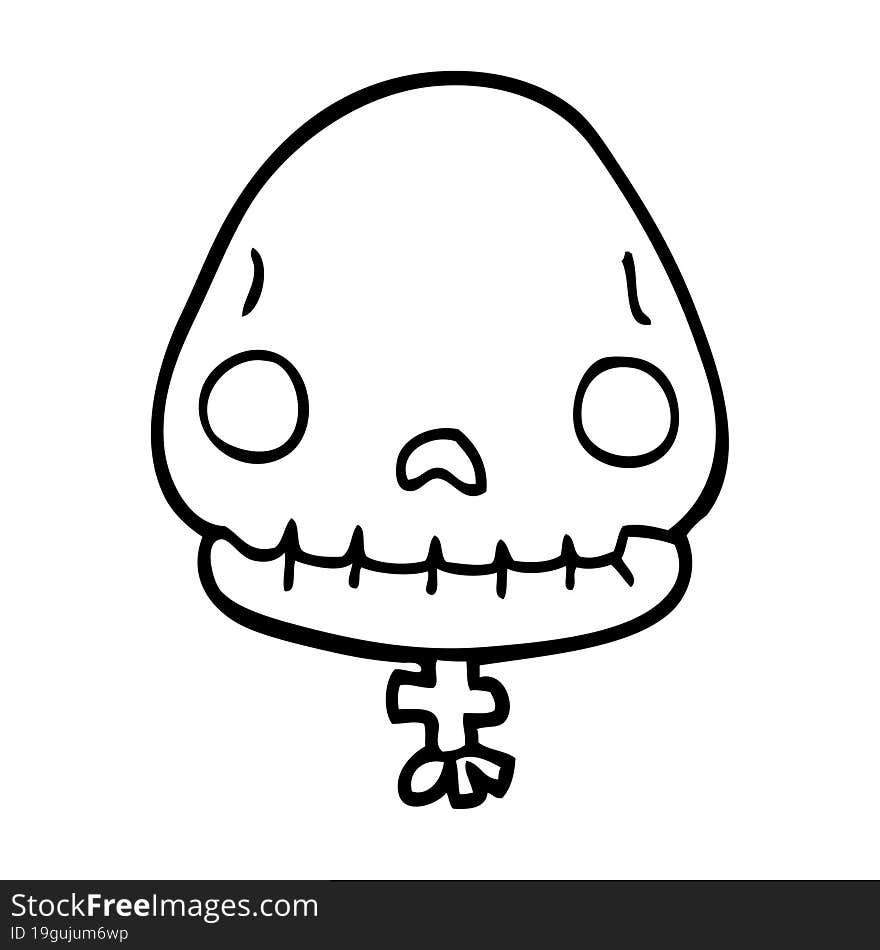 line drawing cartoon halloween skull